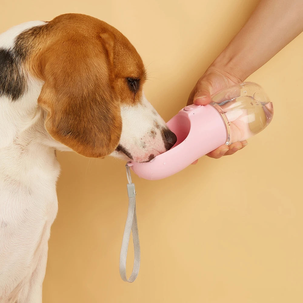 Leak-Proof Pet Water Bottle with Built-In Bowl