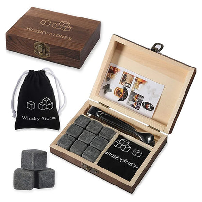Whisky Ice Stone Set with Wooden Box