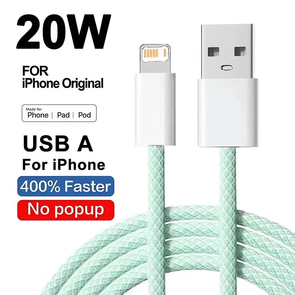 20W Braided Lightning Charging Cable with Reinforced Nylon Weave
