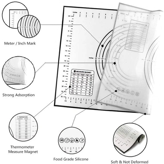 Fiberglass Silicone Baking Mat with Measurement Guide