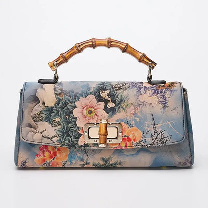 Johnature Vintage Floral Satchel Handbag