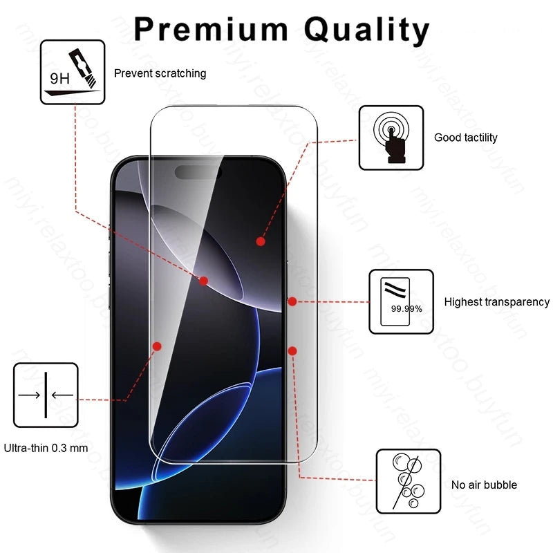 2Pcs 19D Tempered Glass Case for iPhone 16 Pro Max Plus