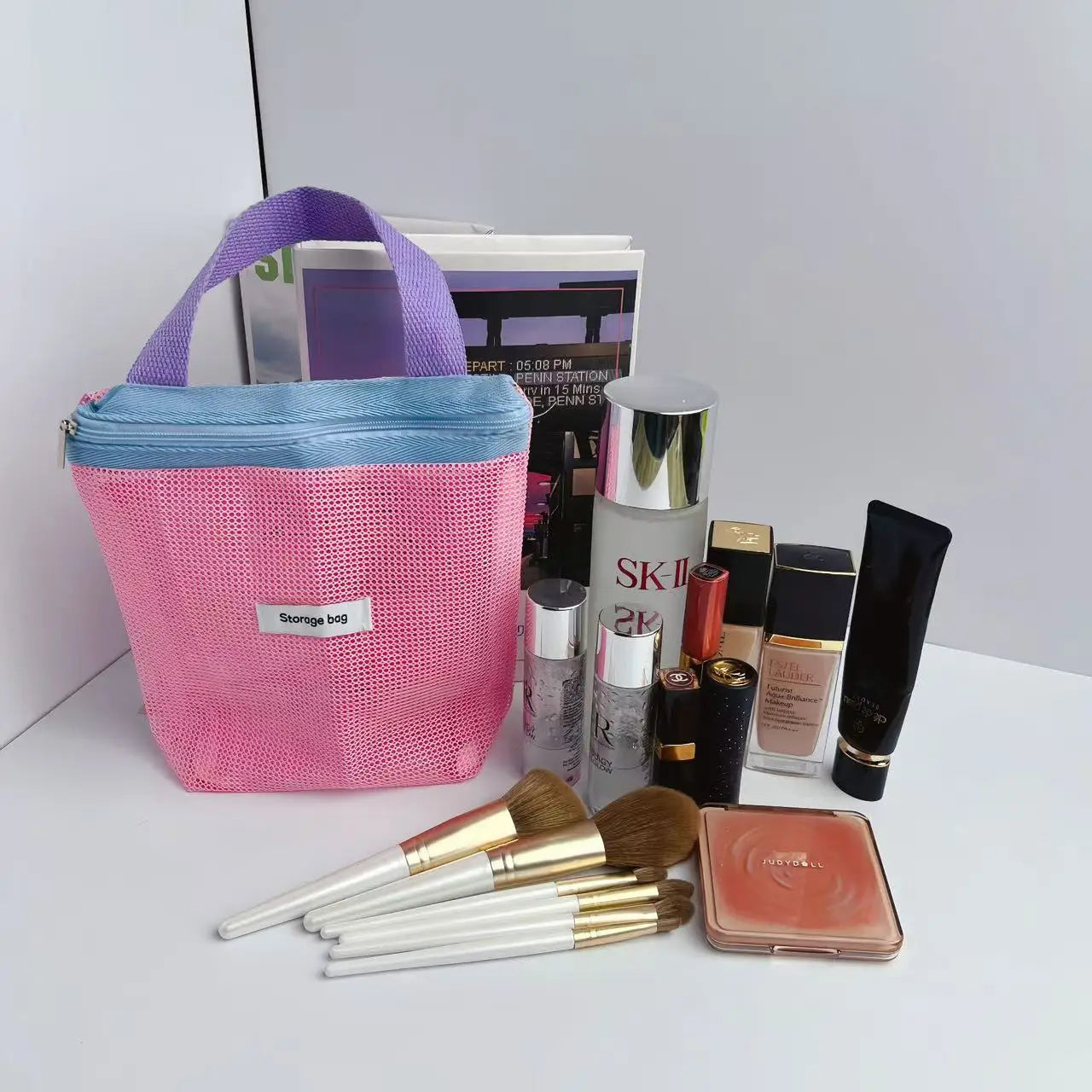 Vibrant Mesh Beach Tote Bag