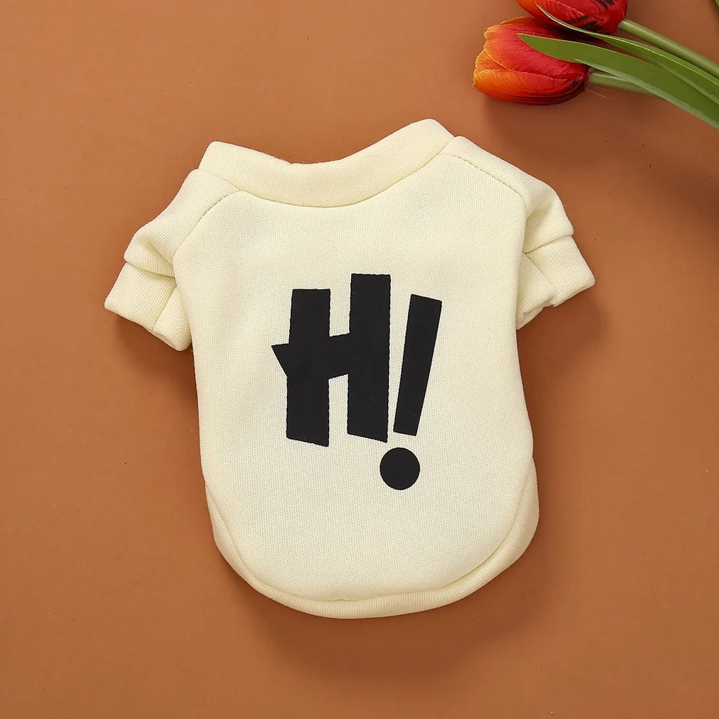 Cartoon Letter Dog Sweater – Warm Pet Shirt for Autumn & Winter