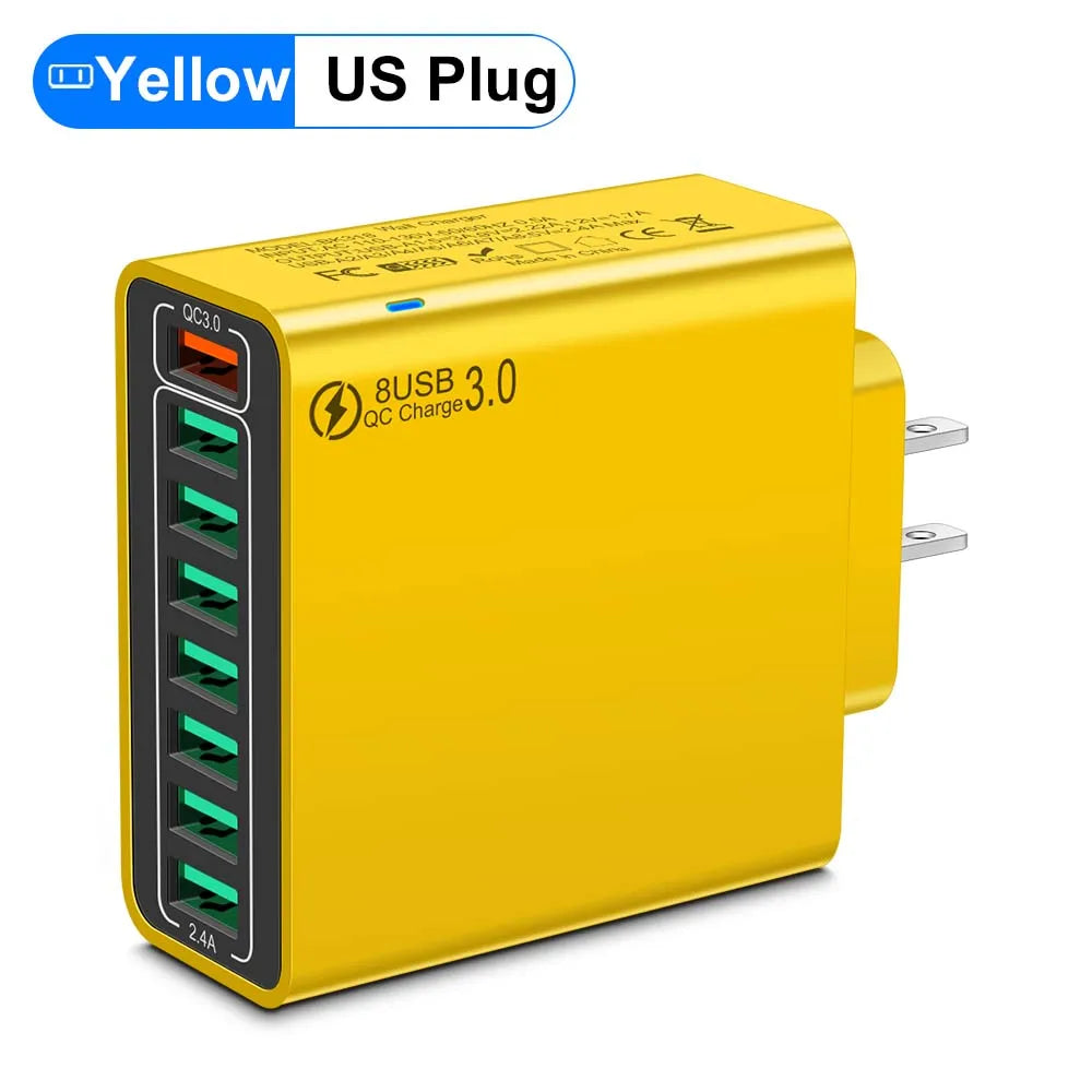 8-Port USB Fast Charging Wall Charger Adapter