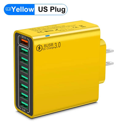 8-Port USB Fast Charging Wall Charger Adapter
