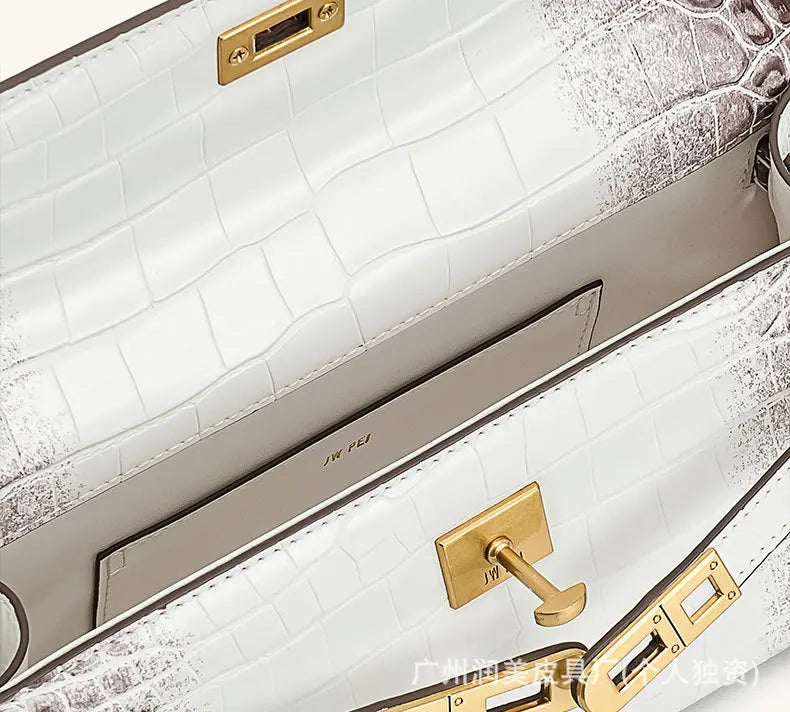 Crocodile Pattern Top Handle Satchel