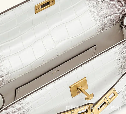 Crocodile Pattern Top Handle Satchel