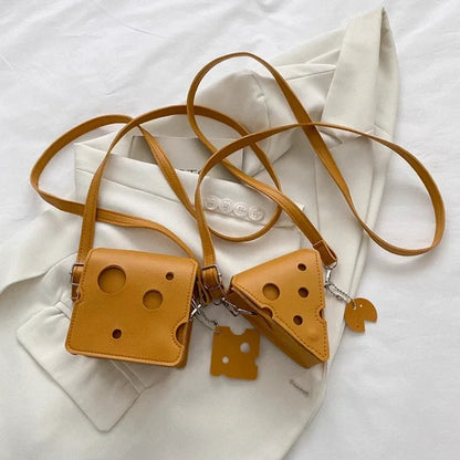 Cheese-Shaped Mini Crossbody Bag for Women