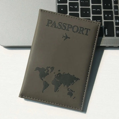 World Map PU Leather Passport Holder