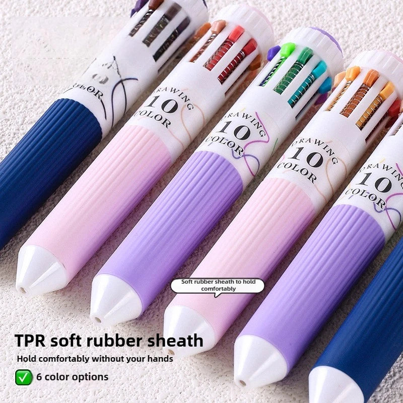 0.8mm Soft Grip Multi-Colour Ballpoint Pen for Drawing & Writing