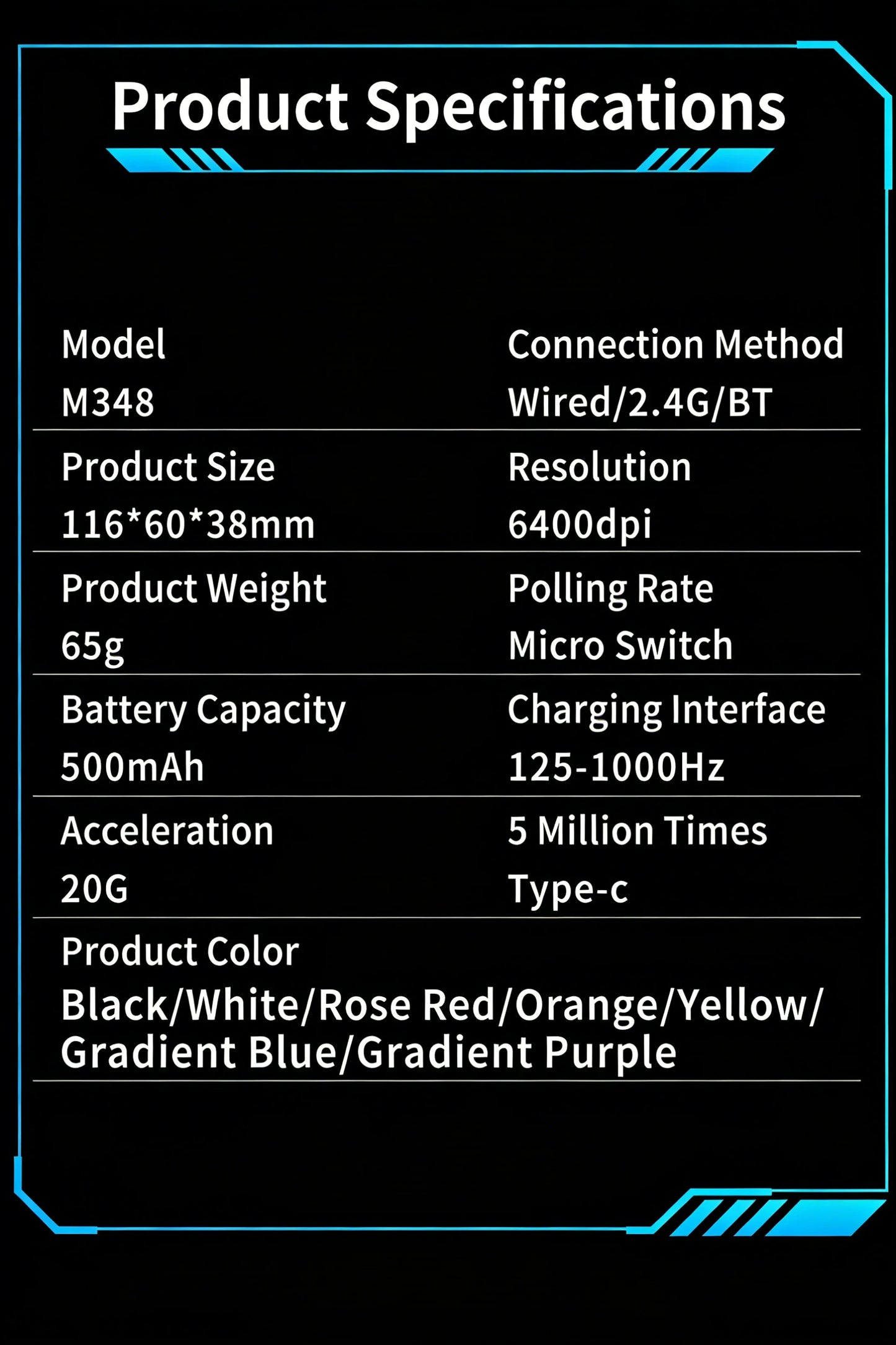 M348 Superlight Wireless Bluetooth & 2.4GHz Gaming Mouse
