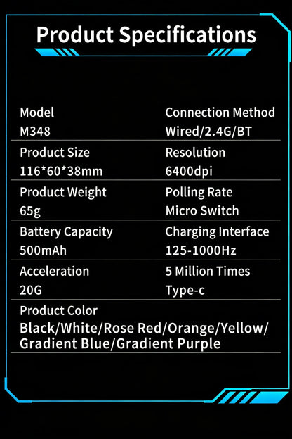 M348 Superlight Wireless Bluetooth & 2.4GHz Gaming Mouse