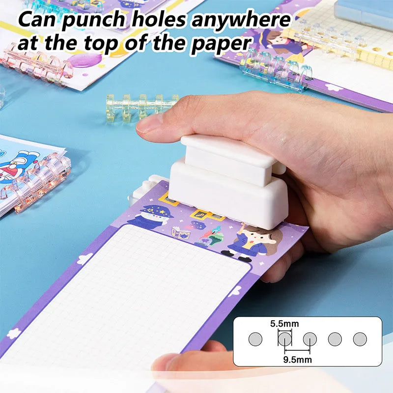 Mini 5-Hole Paper Punch for Loose-Leaf Notebooks