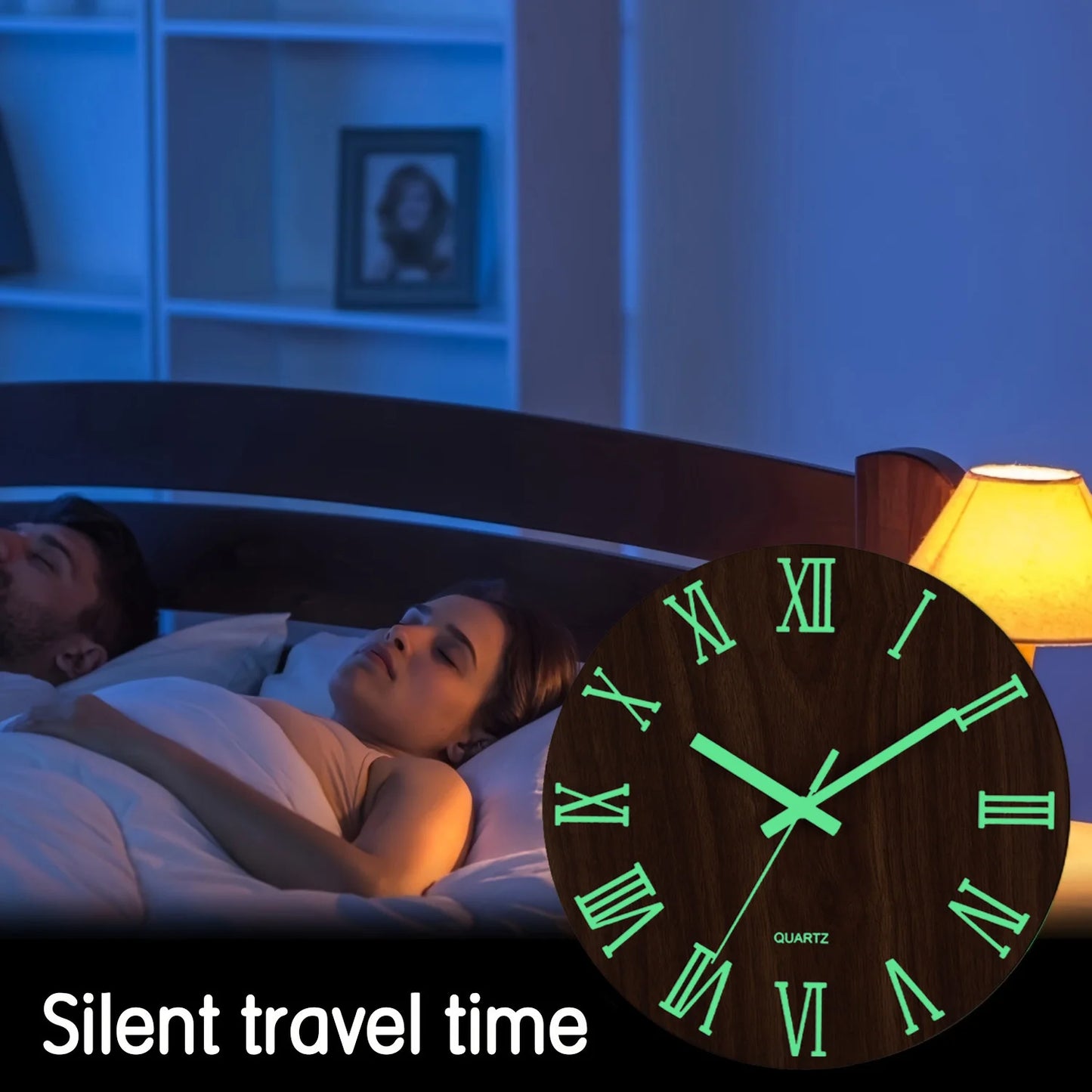 Wooden Glow-in-the-Dark Wall Clock