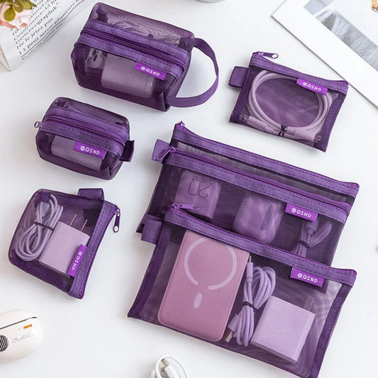 Transparent Mesh Storage Pouch Set