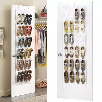 Wall-Mounted Shoe Organizer with 24 Pockets