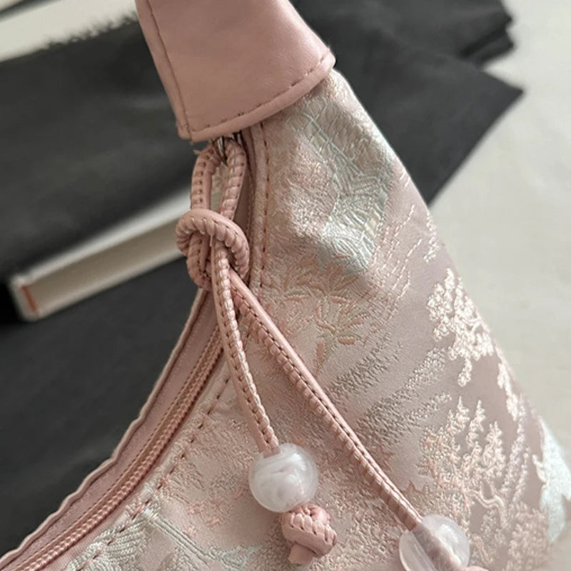Chinese Embroidered Canvas Shoulder Handbag