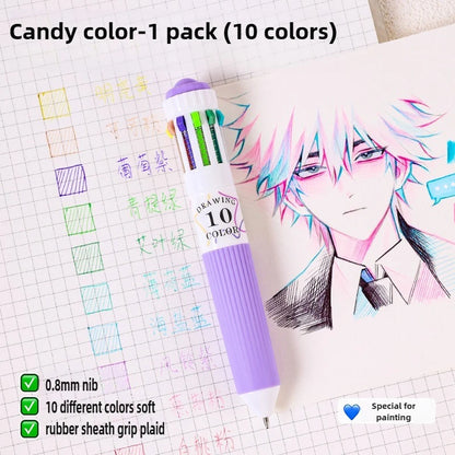 0.8mm Soft Grip Multi-Colour Ballpoint Pen for Drawing & Writing