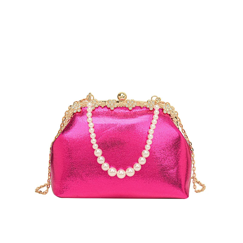 Luxury Pearl Chain Minaudière Shoulder Bag