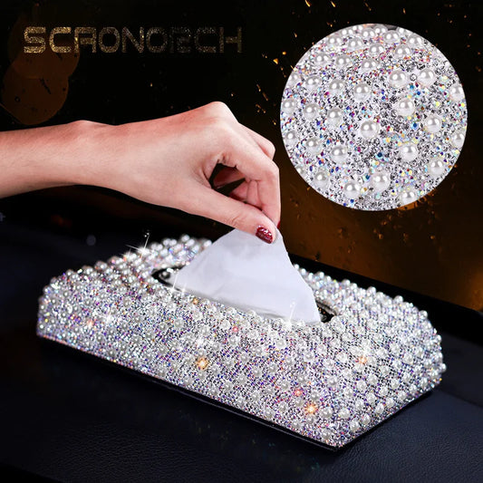 Luxury Pearl Diamond Tissue Box Holder