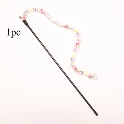Colorful Plush Rope Cat Teaser Wand Set
