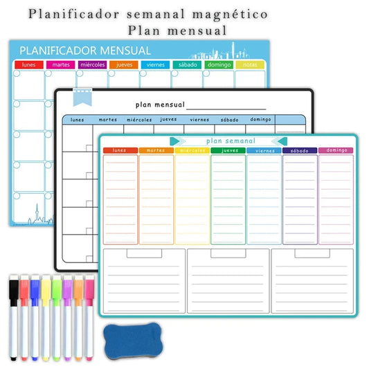 Magnetic Weekly & Monthly Dry Erase Fridge Planner