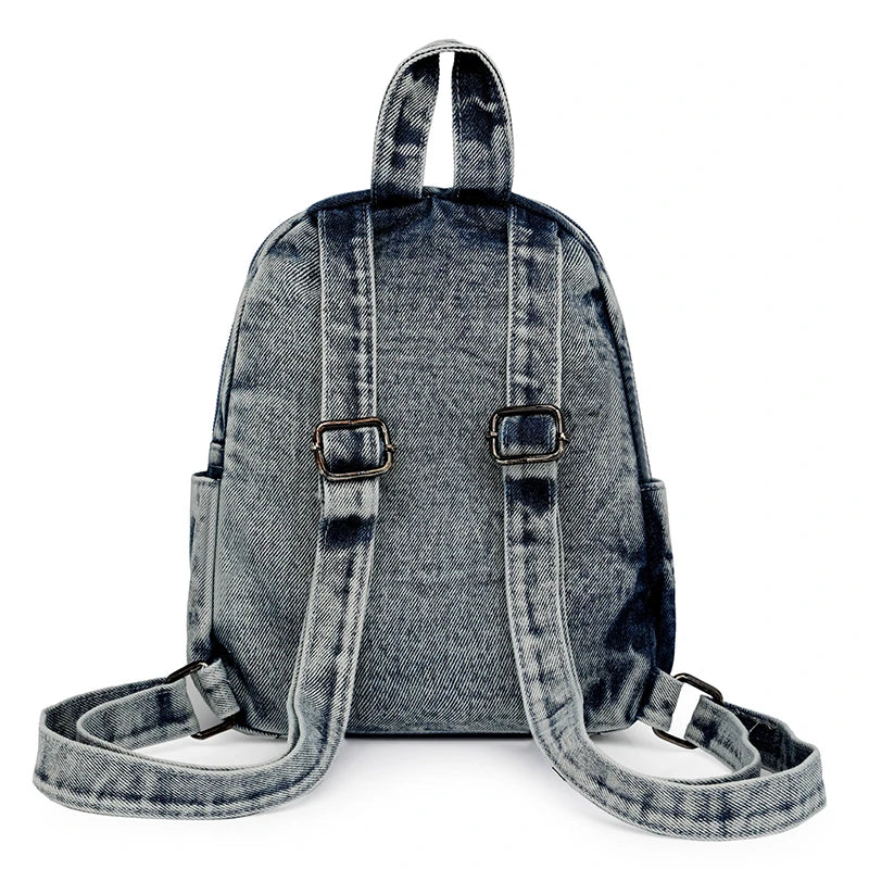 Women’s Washed Denim Casual Backpack