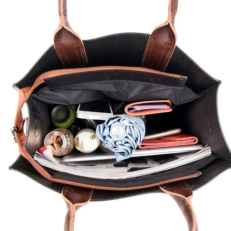 Vintage Oil-Skin Effect Tote Bag