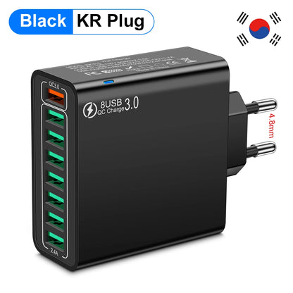 8-Port USB Fast Charging Wall Charger Adapter