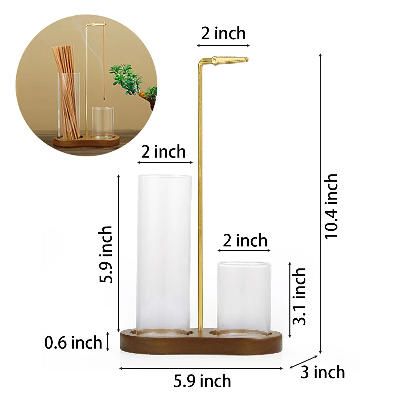 2-in-1 Glass Incense Holder with Ash Catcher