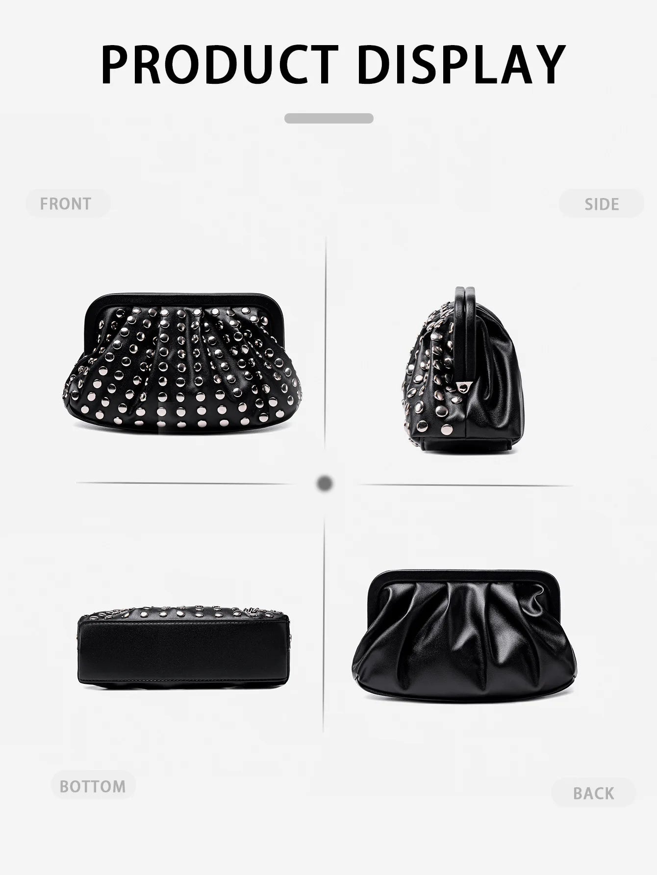Studded Shell Evening Clutch Bag