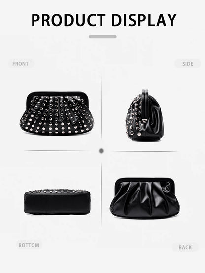 Studded Shell Evening Clutch Bag