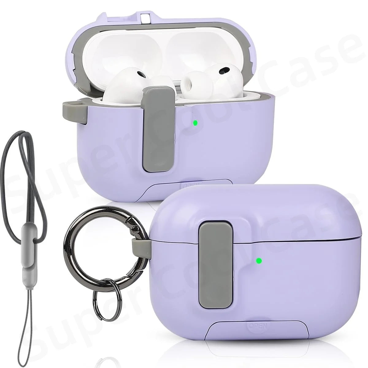AirPods Pro 3 Protective Case with Secure Lock, Phone Stand & Lanyard