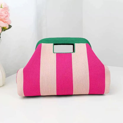 Striped Woven Knit Cosmetic Bag