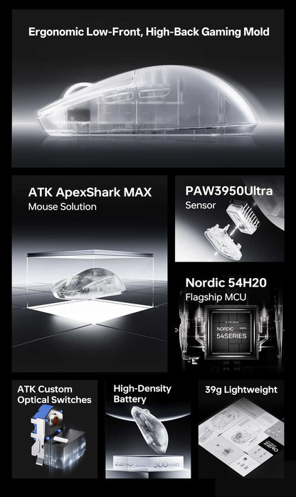 39g Wireless 8K Gaming Mouse with PAW3950 Ultra Sensor