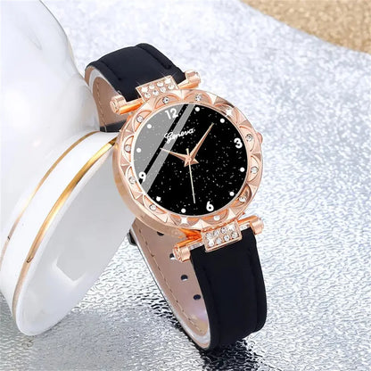 Women's Rhinestone Quartz Watch & Bracelet Gift Set
