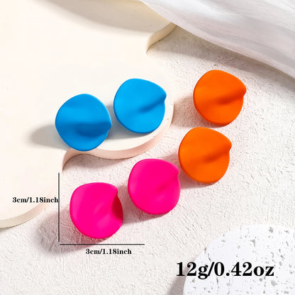Candy Colored Button Shape Round Acrylic Earrings