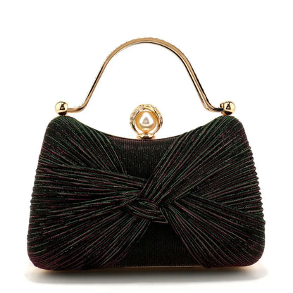 Bow Ruched Evening Clutch Bag