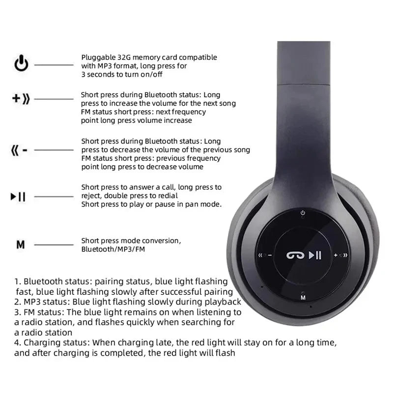 P47 Wireless Bluetooth Headphones