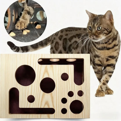 Wood Cat Maze Toy with Interactive Ball & Nail File