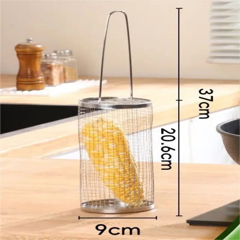 Stainless Steel Rolling BBQ Grill Basket