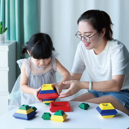 Montessori Educational Toy Construction Set Pyramid Building Blocks Set