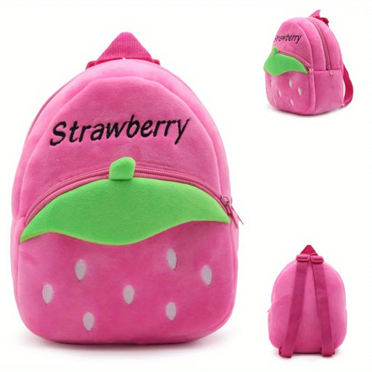 Cartoon Strawberry Plush Kids Backpack