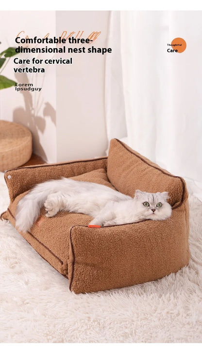 All-Season Plush Pet Sofa Bed for Dogs & Cats