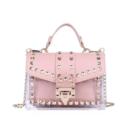Studded Graffiti Crossbody Satchel Bag