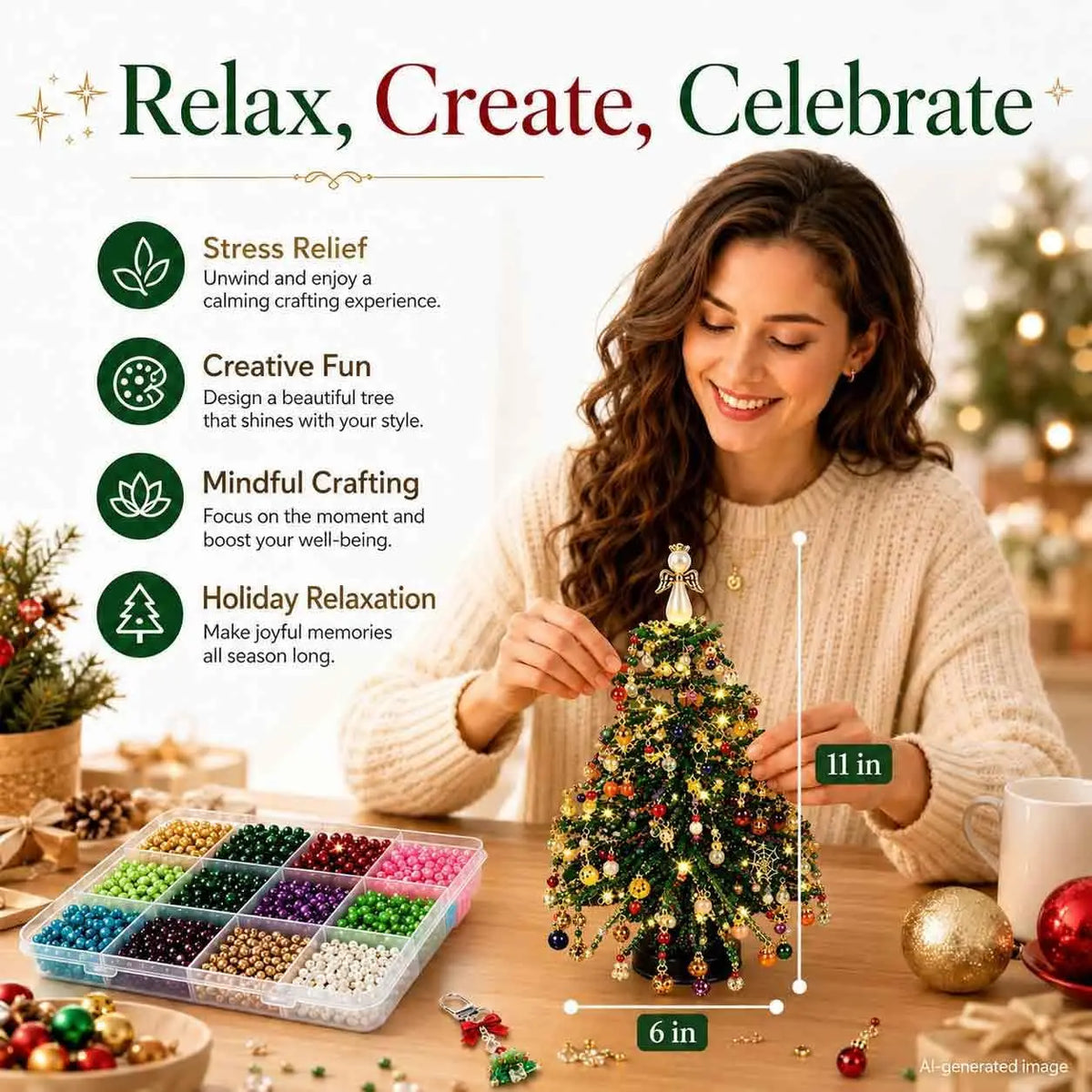 DIY Crystal-Style Beaded Christmas Tree Kit