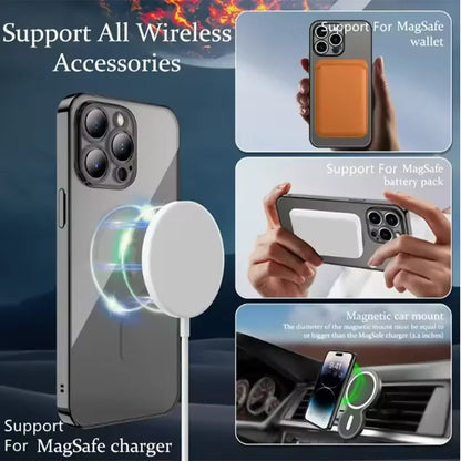 Magnetic Clear Case for iPhone with Lens Protector & Wireless Charging