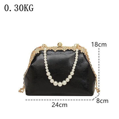 Luxury Pearl Chain Minaudière Shoulder Bag