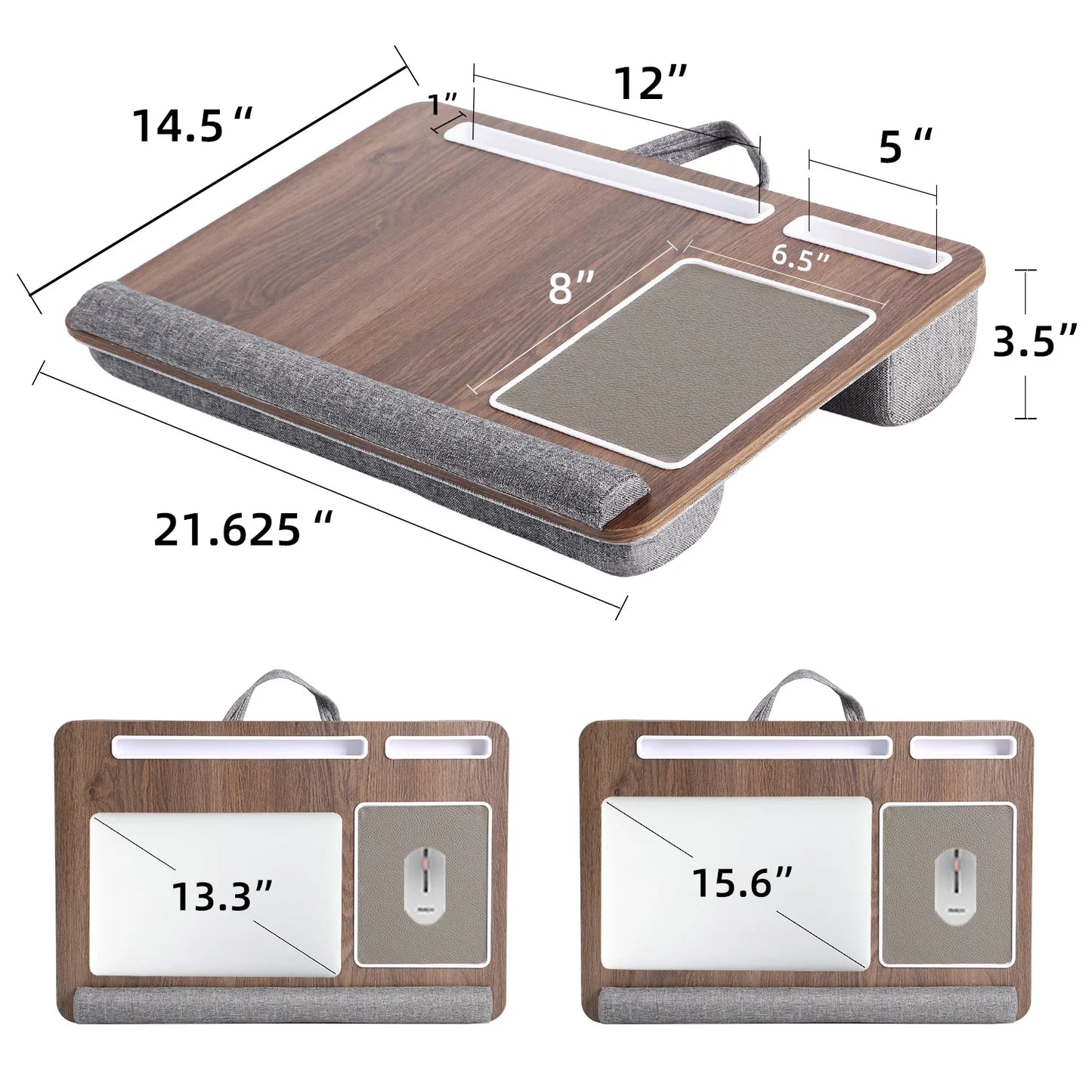 Multi-Purpose Bamboo Laptop Desk with Mouse Pad Groove